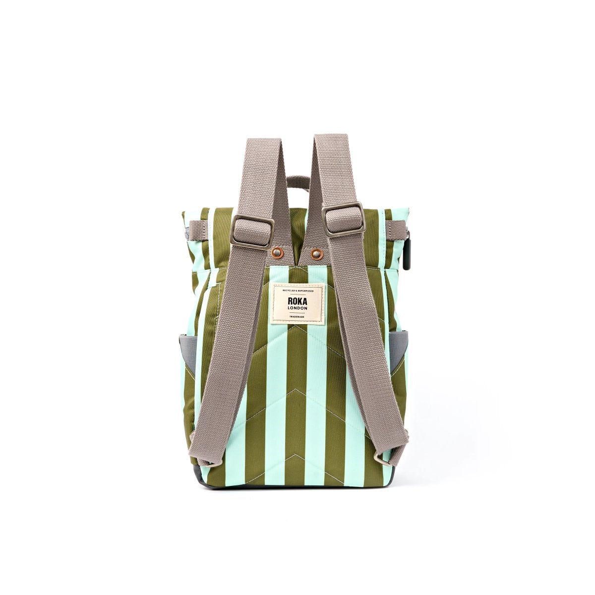Roka Backpack Small Canfield B Recycled Canvas: Moss Stripes at Bibelot Leek UK Stockist