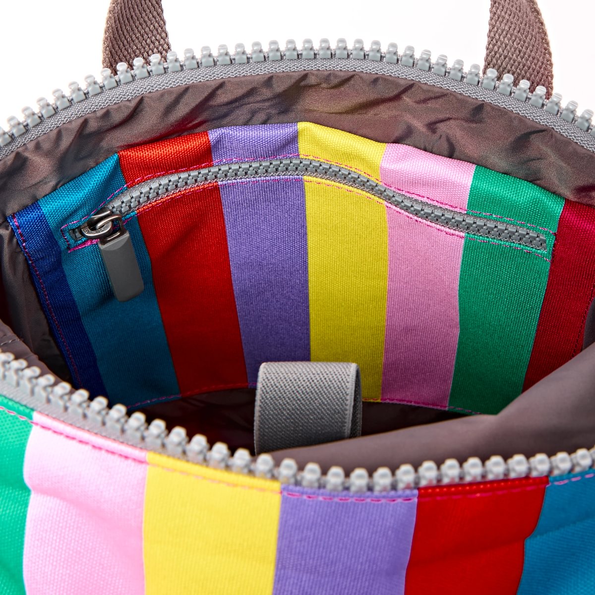 Roka Backpack Small Canfield B Recycled Canvas: Wide Multi Stripe at Bibelot Leek UK Stockist