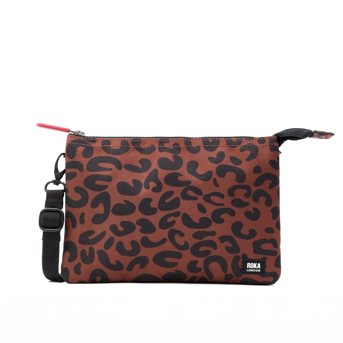 Roka Carnaby Crossbody XL Scarlet Leopard Print Recycled Canvas