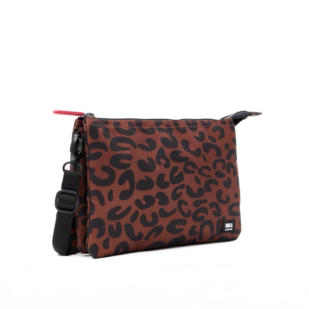 Roka Carnaby Crossbody XL Scarlet Leopard Print Recycled Canvas
