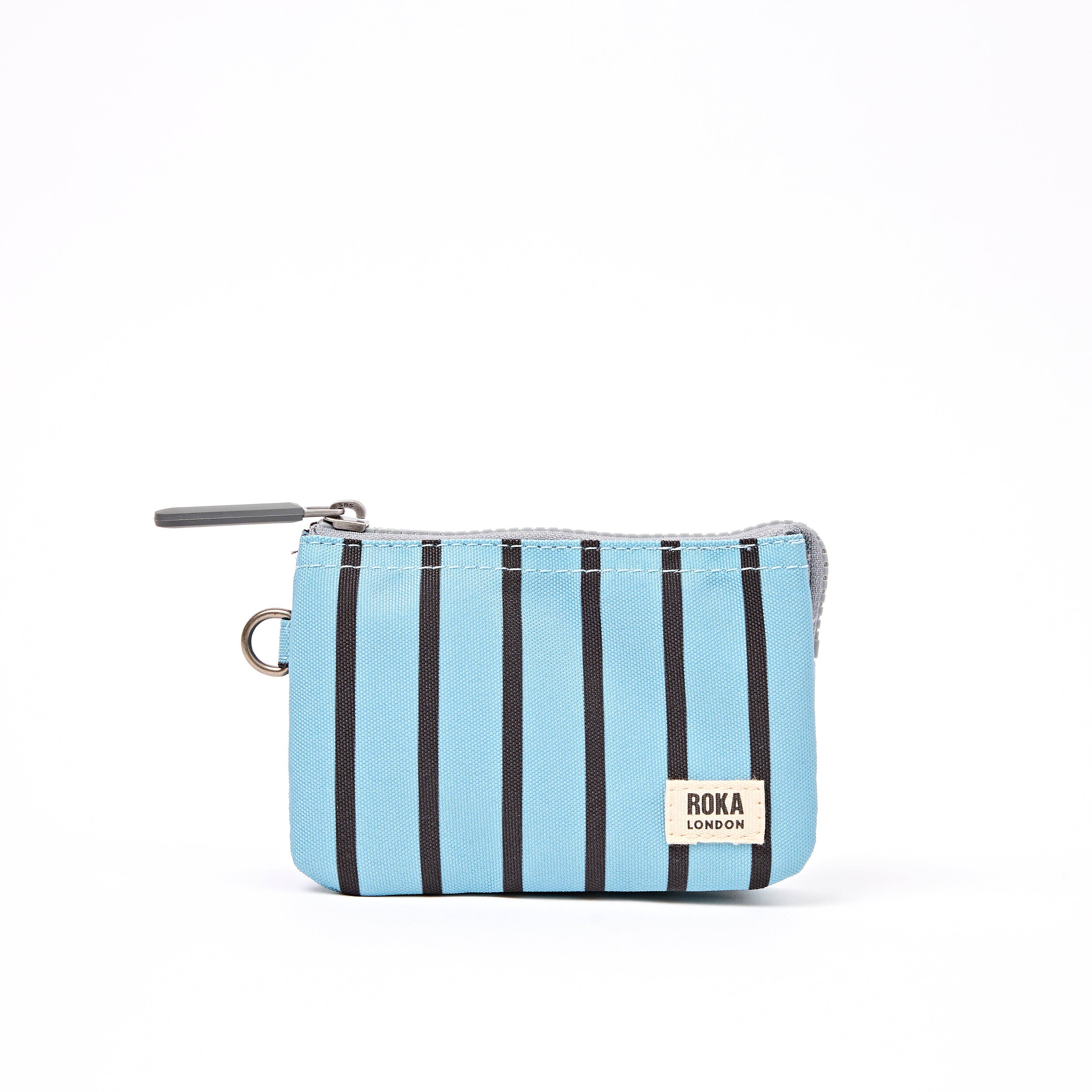 ROKA Small Carnaby Wallet – Blue Stripe Recycled Canvas at Bibelot Leek UK Stockist