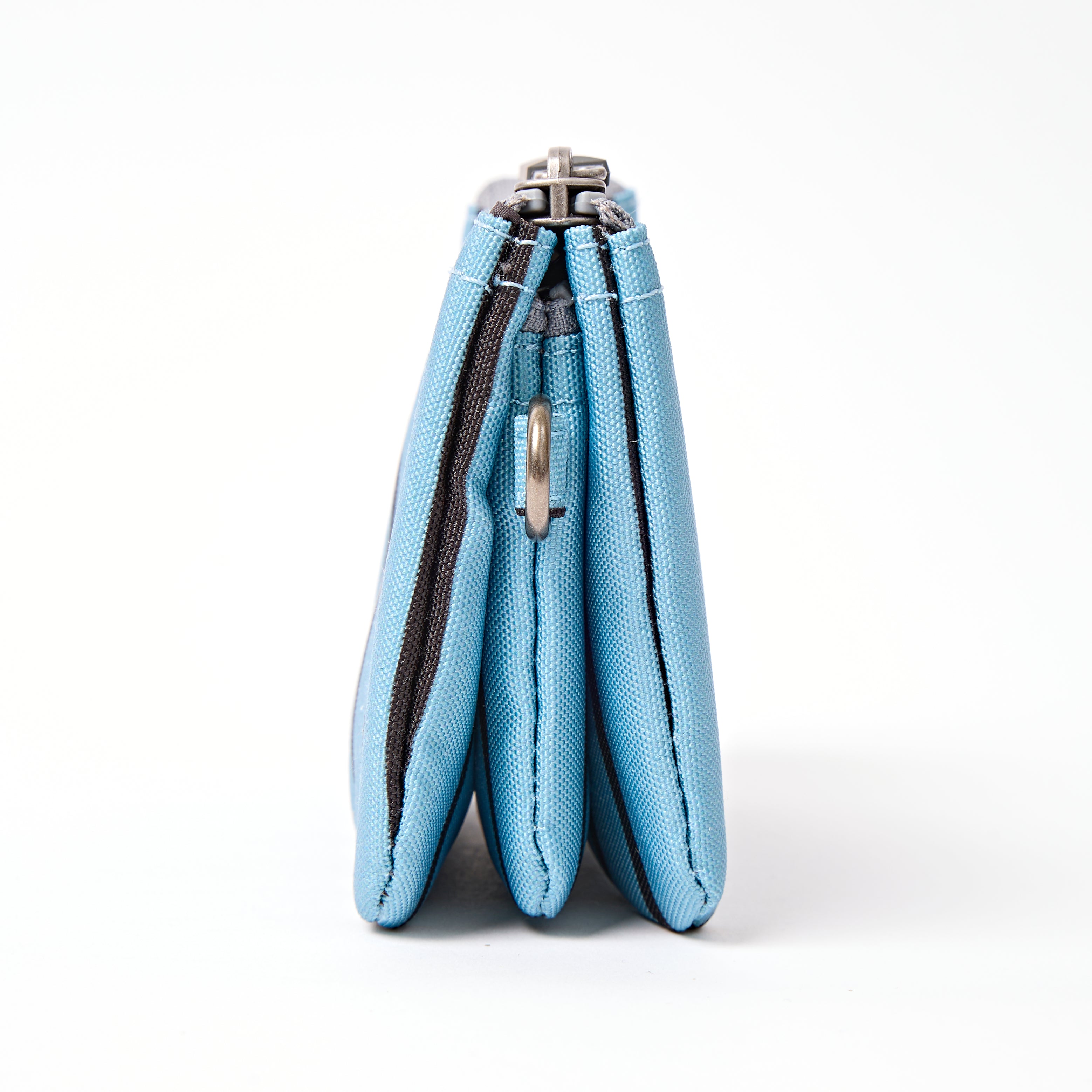 ROKA Small Carnaby Wallet – Blue Stripe Recycled Canvas at Bibelot Leek UK Stockist