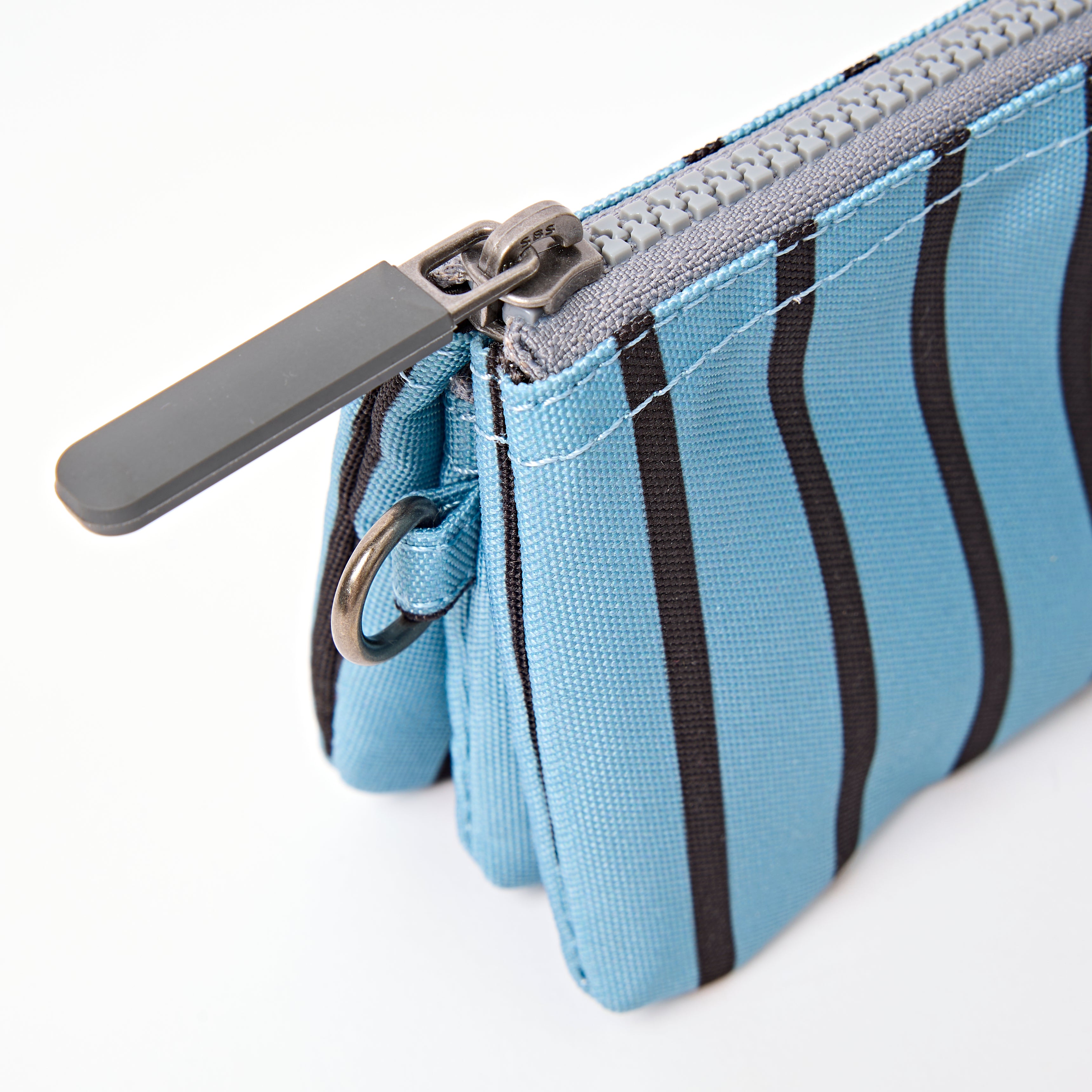 ROKA Small Carnaby Wallet – Blue Stripe Recycled Canvas at Bibelot Leek UK Stockist
