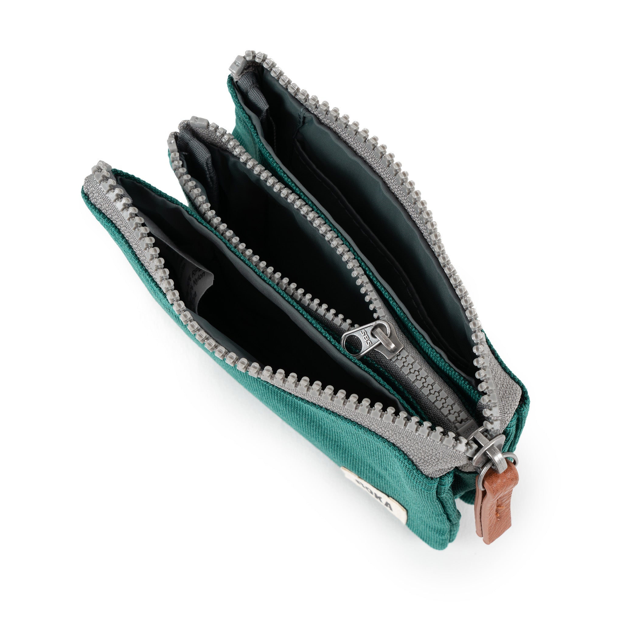 Roka Small Carnaby Recycled Canvas Wallet: Teal Bibelot Leek Staffordshire UK