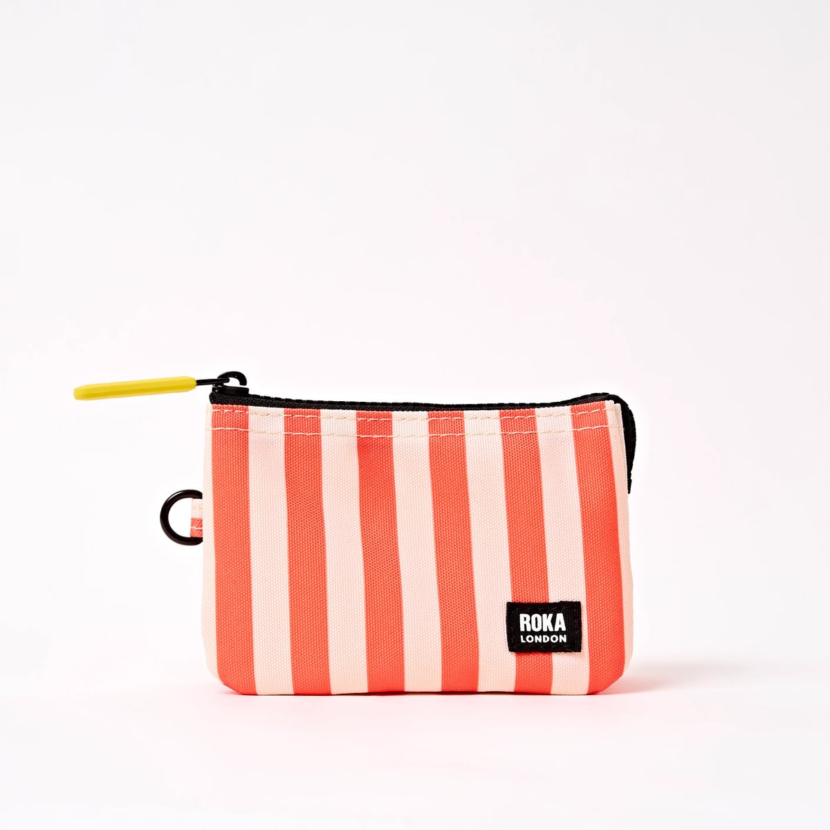 Roka Small Carnaby Recycled Canvas Wallet: Coral Stripe at Bibelot Leek