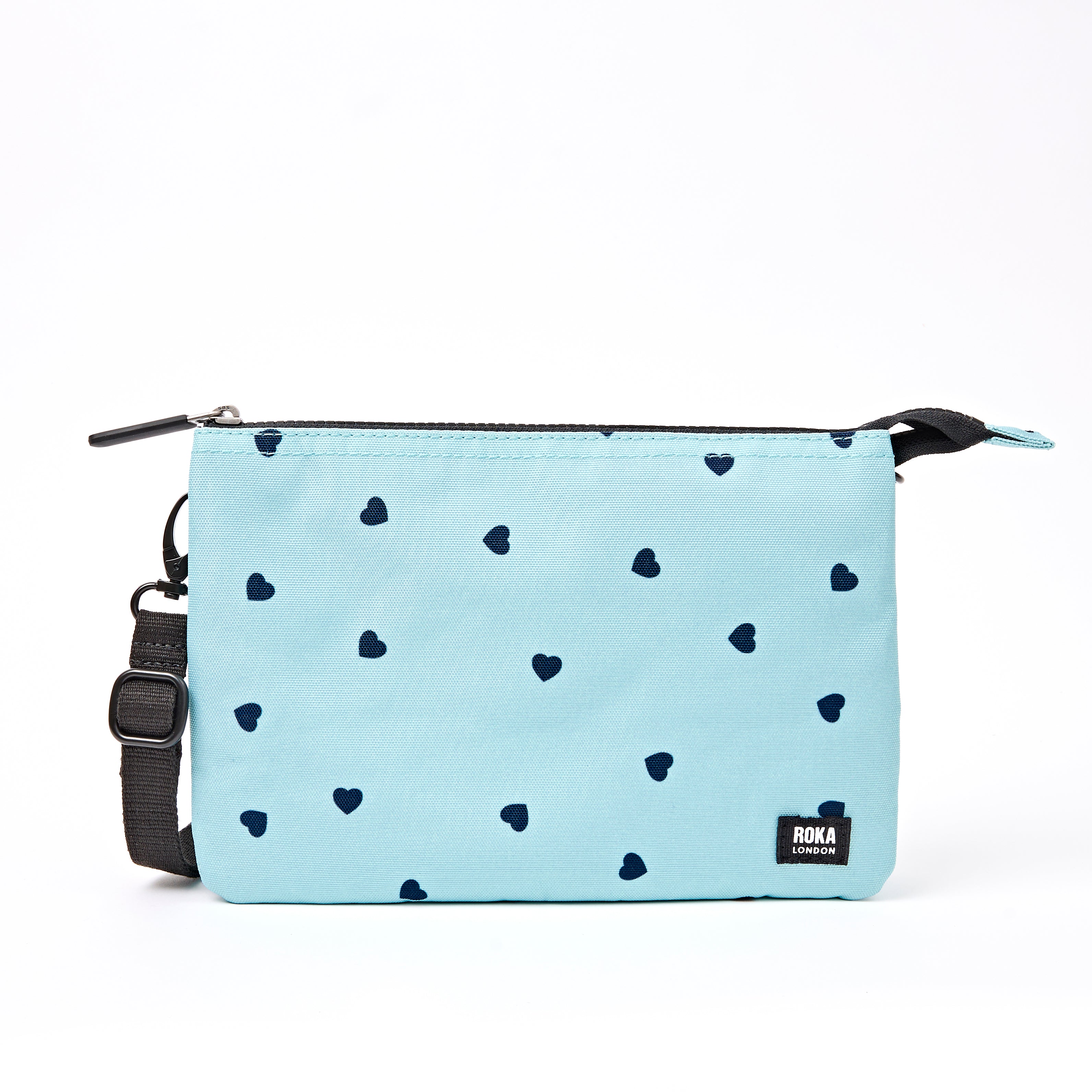 Roka Carnaby Crossbody XL Heart Print Recycled Canvas at Bibelot Leek UK Stockist