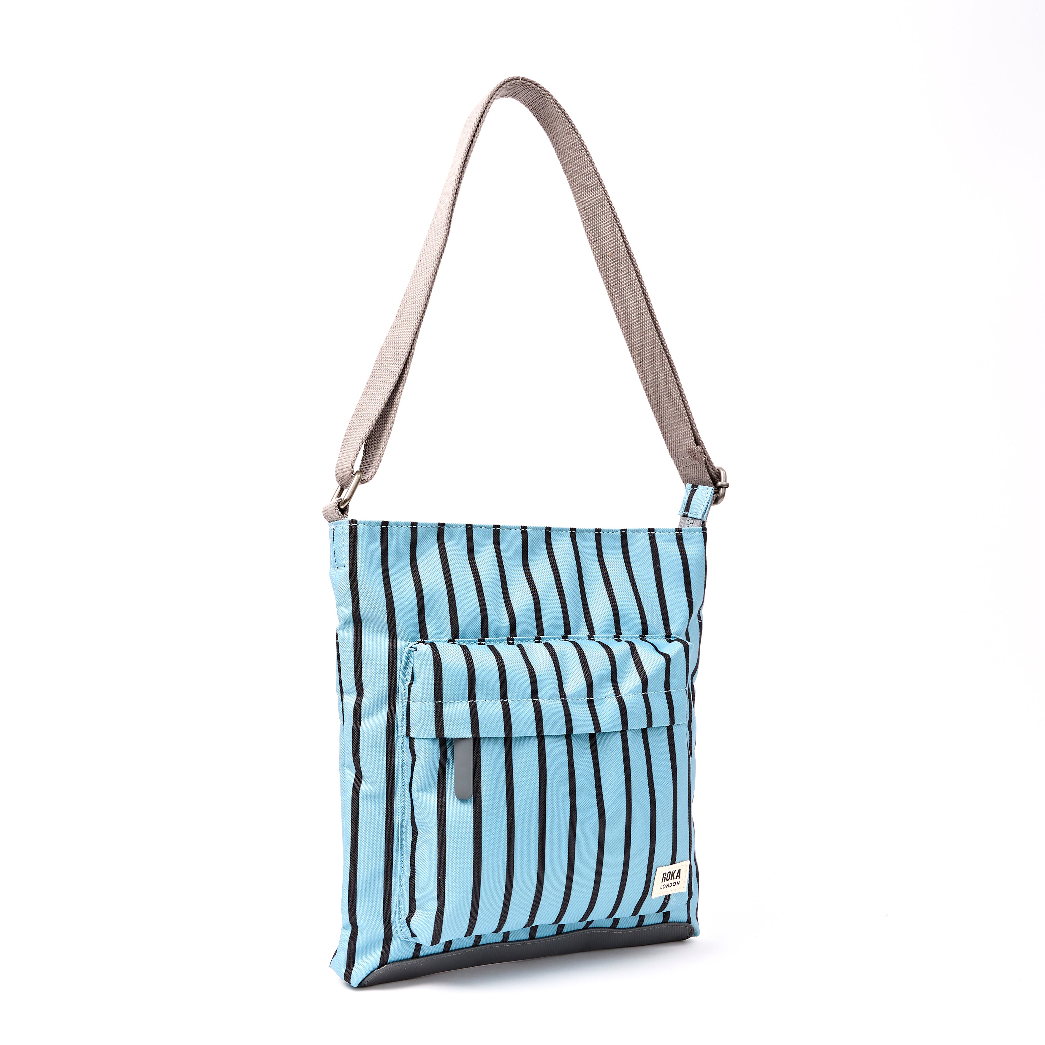 Roka Kennington Crossbody Bag Recycled Canvas: Blue Stripe at Bibelot Leek UK Stockist