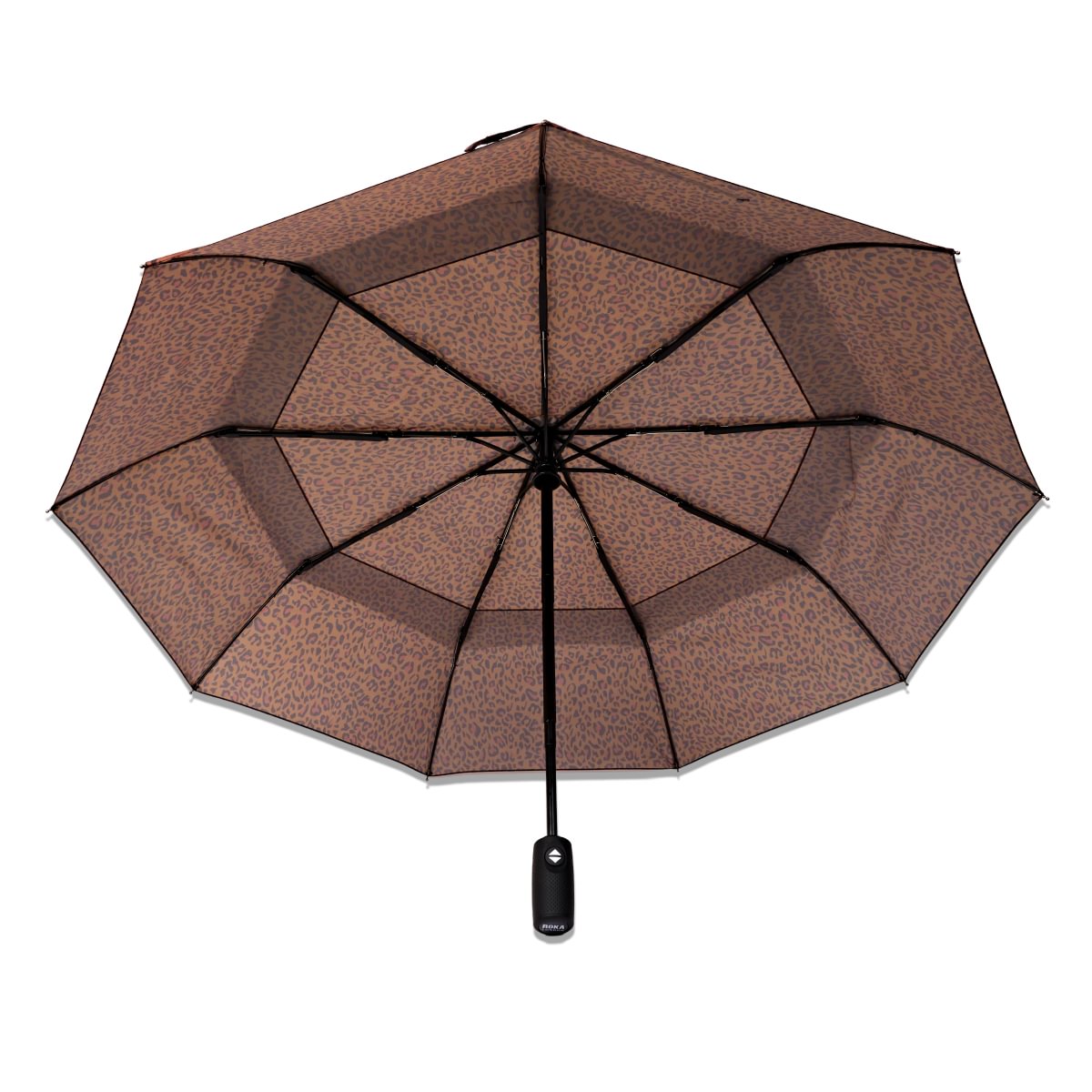 Roka Waterloo Umbrella Sustainable: Brown Mini Leopard at Bibelot Leek UK Stockist