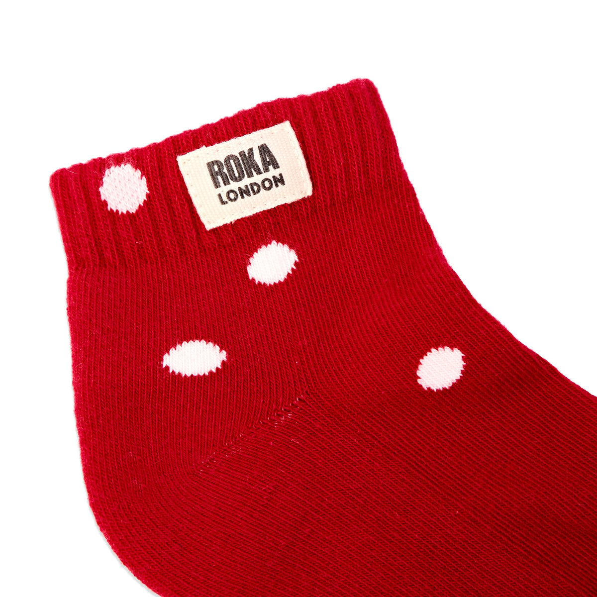 Roka Wembley Ankle Socks for Kids: Scarlet Dot at Bibelot Leek UK Stockist