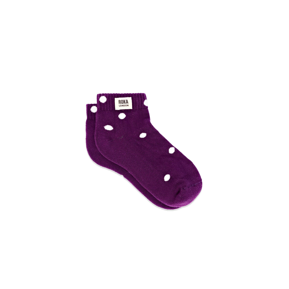 Roka Wembley Ankle Socks for Kids: Purple Dot at Bibelot leek UK Stockist