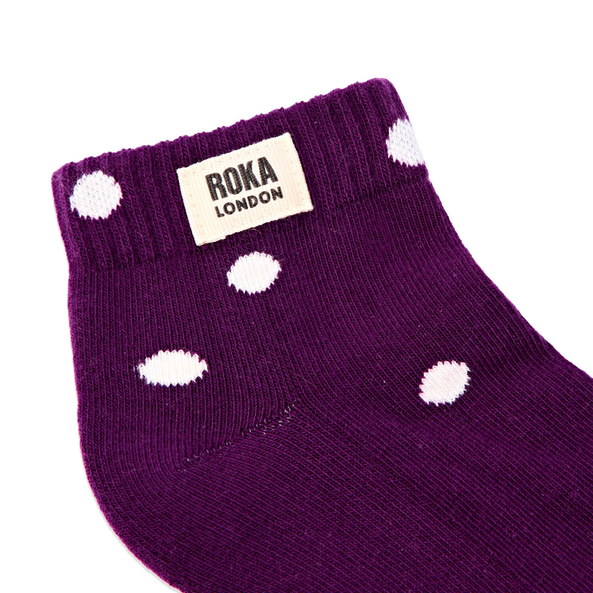 Roka Wembley Ankle Socks for Kids: Purple Dot at Bibelot leek UK Stockist