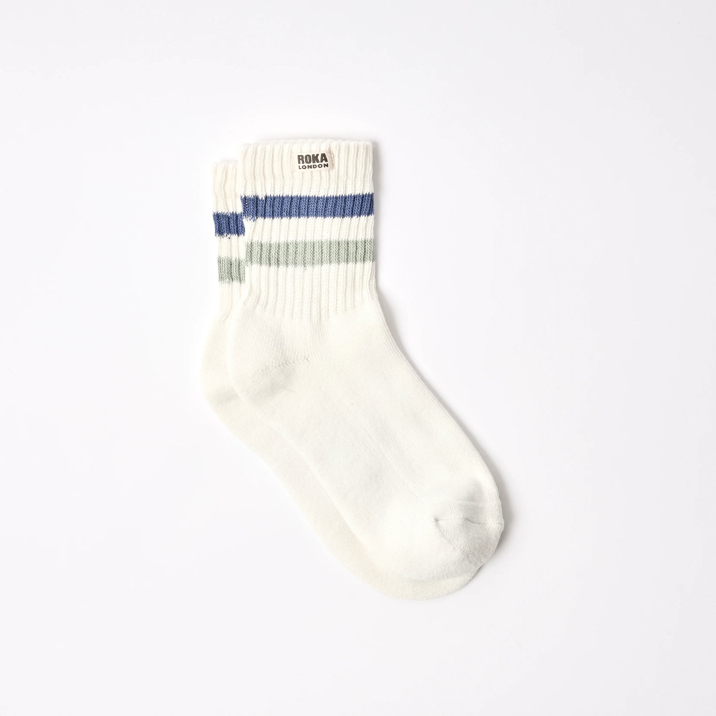 Roka Windsor Stripe Crew Socks for Women Bibelot Leek Staffordshire UK