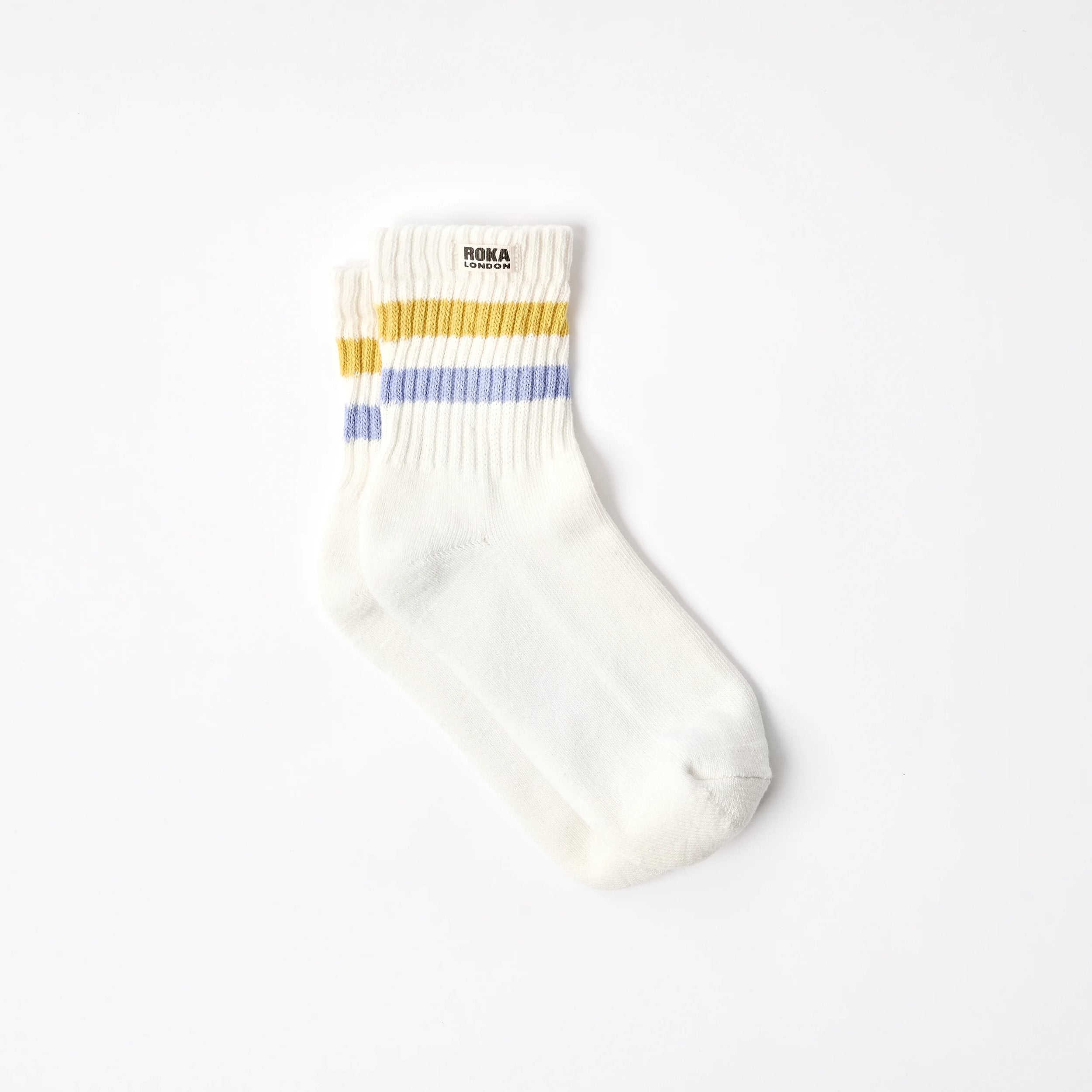 Roka Windsor Stripe Crew Socks for Women Bibelot Leek Staffordshire UK