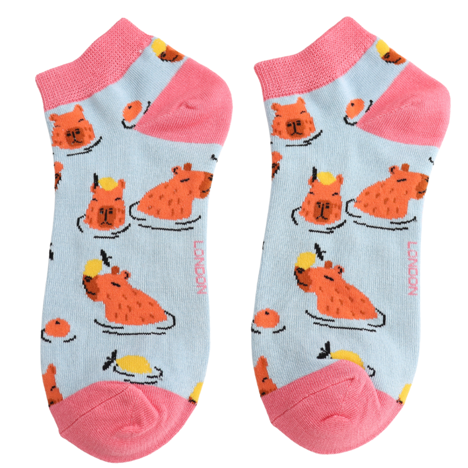 Miss Sparrow Capybara Trainer Socks Powder Blue at Bibelot Leek