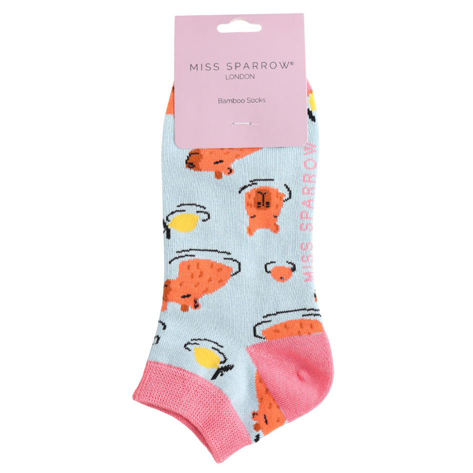 Miss Sparrow Capybara Trainer Socks Powder Blue at Bibelot Leek