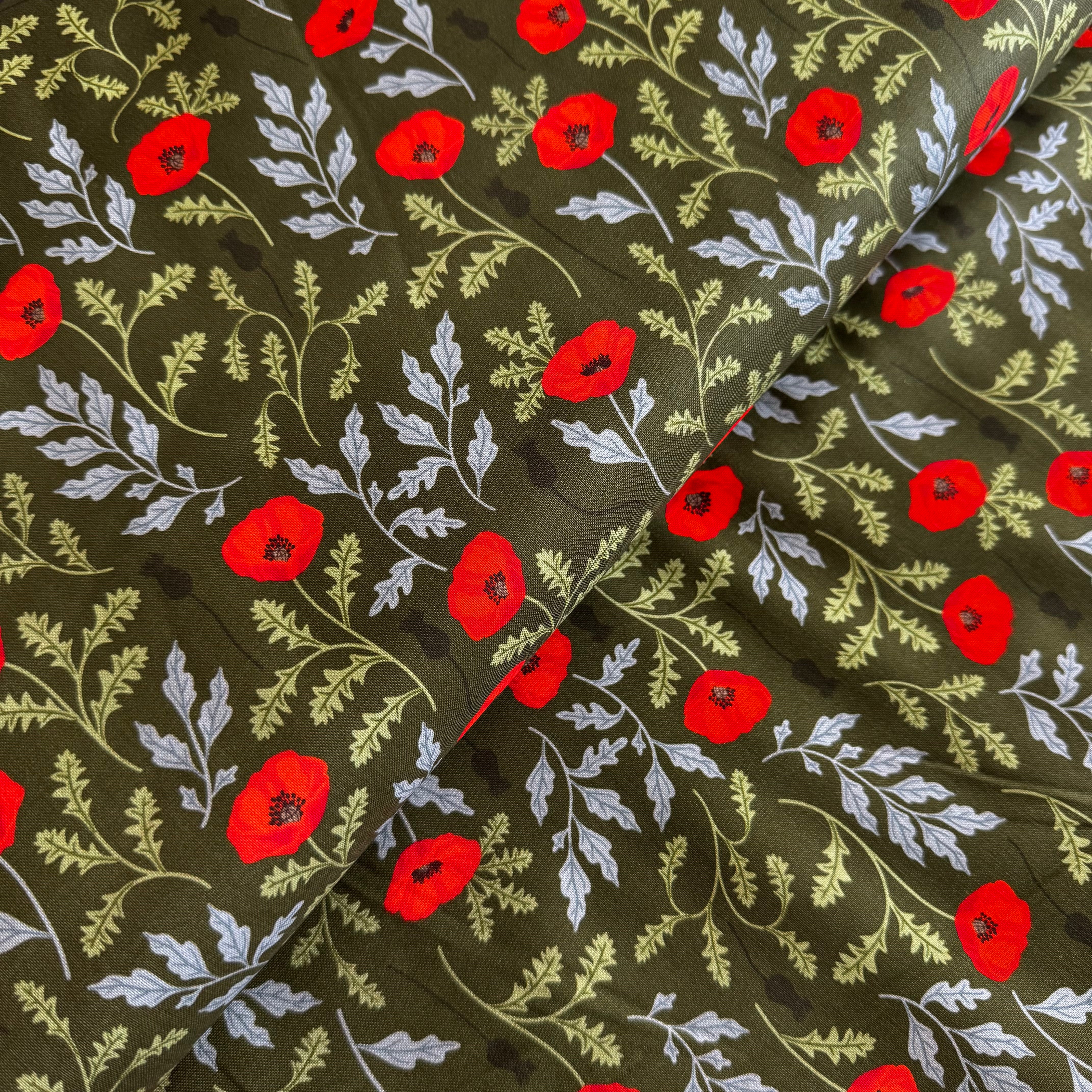 Silent Solace - Evergreen Field 3867-05 Cotton Fabric at Bielot Leek UK Stockist