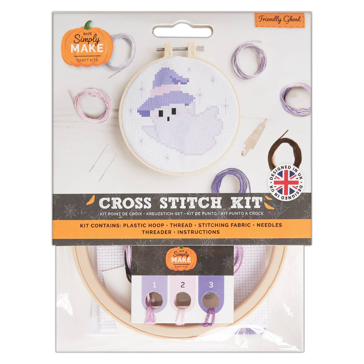 Simply Make Friendly Ghost Cross Stitch Kit at Bibelot Leek UK Stockist