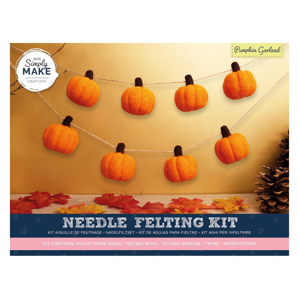 Simply Make Needle Felting Kit - Pumpkin Garland at Bibelot Leek UK Stockist