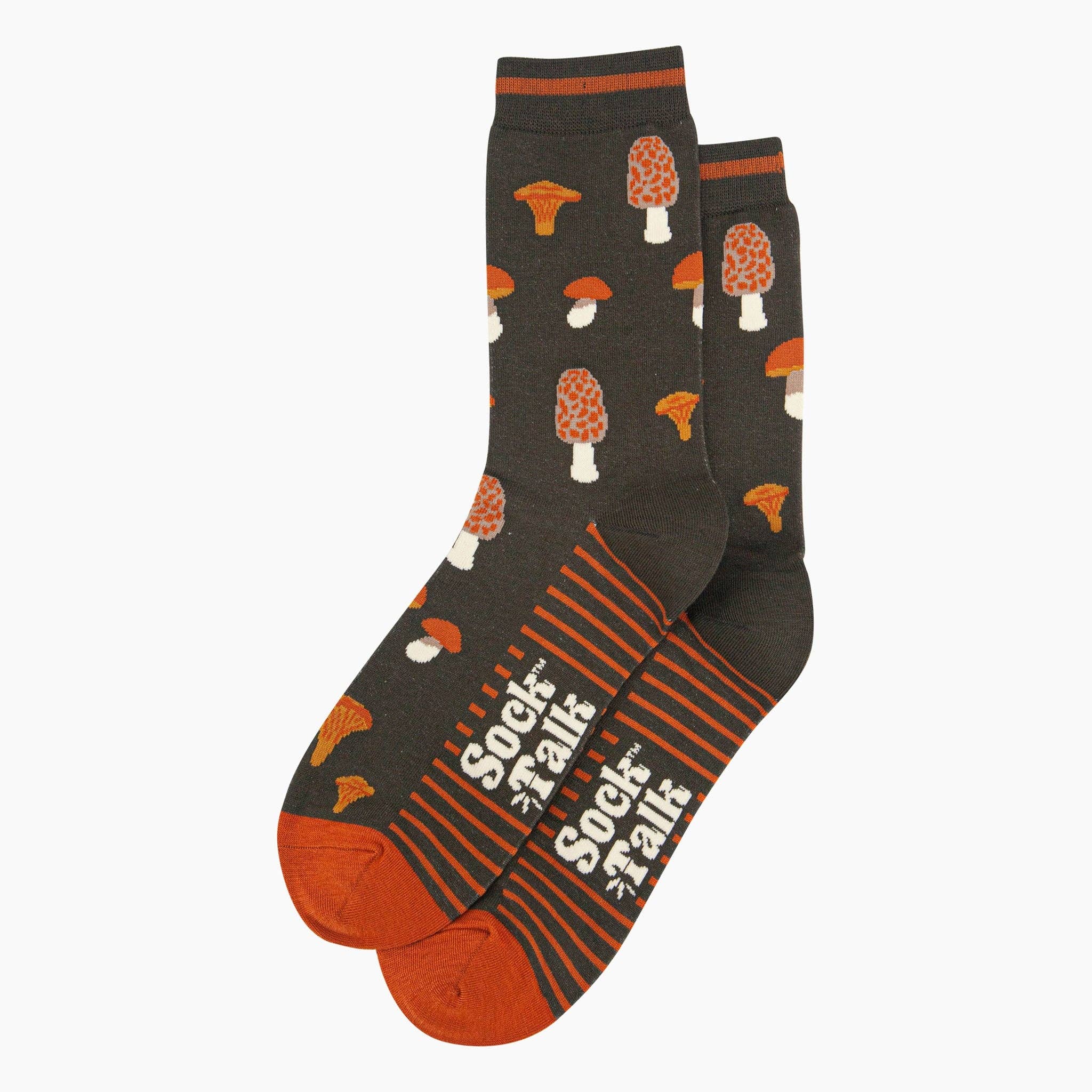 Sock Talk Mushroom Foraging Bamboo Socks in Khaki at Bibelot Leek
