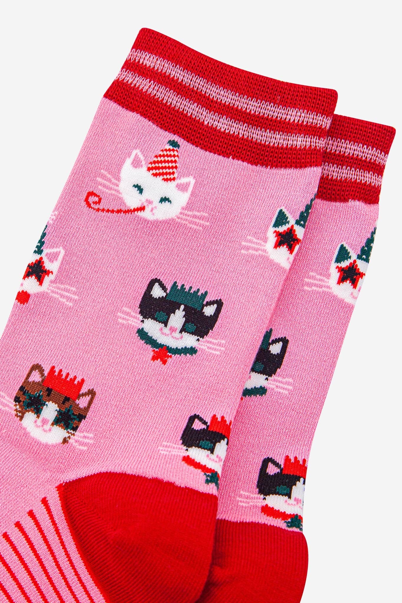 Sock Talk Women's Bamboo Socks - Hot Pink/Red, Party Cats