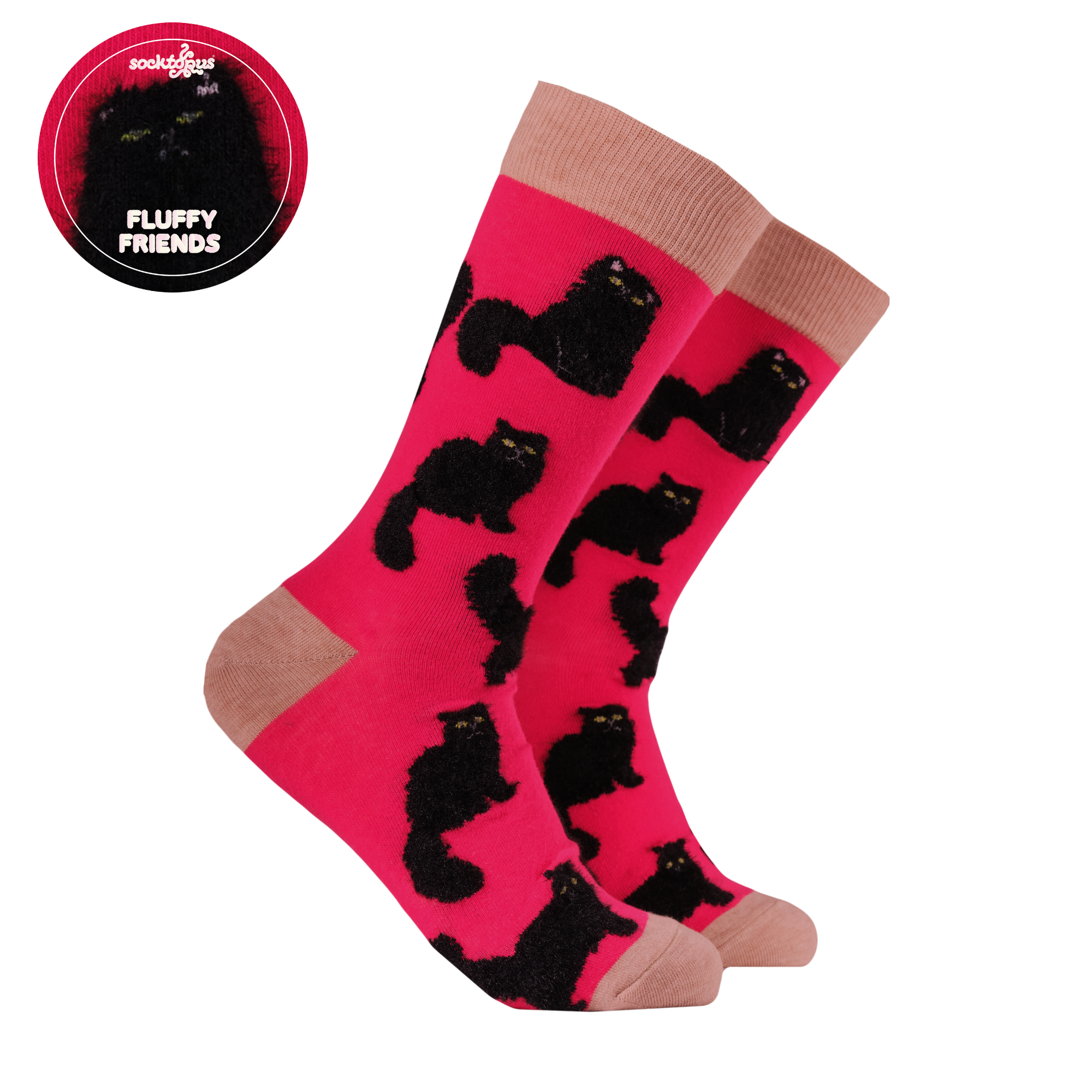 Socktopus Fluffy Black Cat Socks UK Stockist