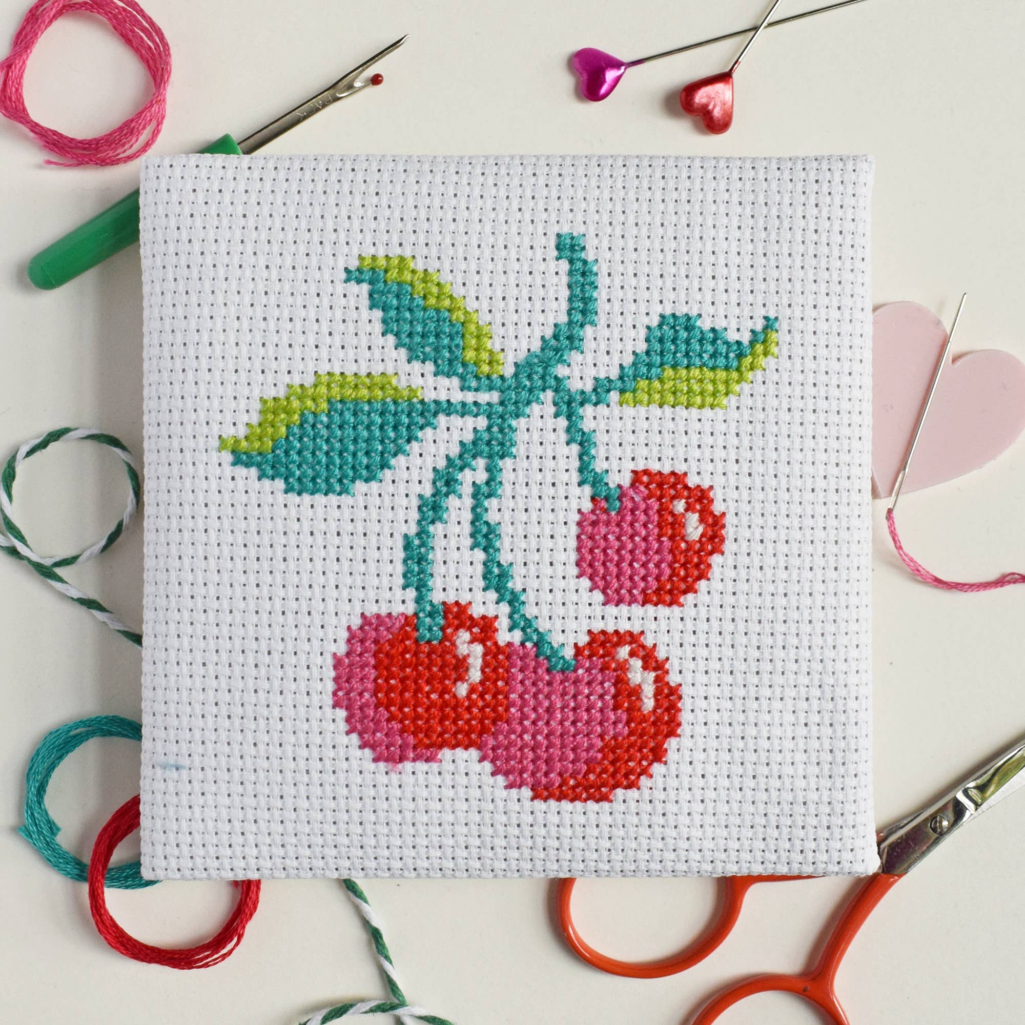 The Make Arcade 'Cherries' Mini Cross Stitch Kit at Bibelot, Leek