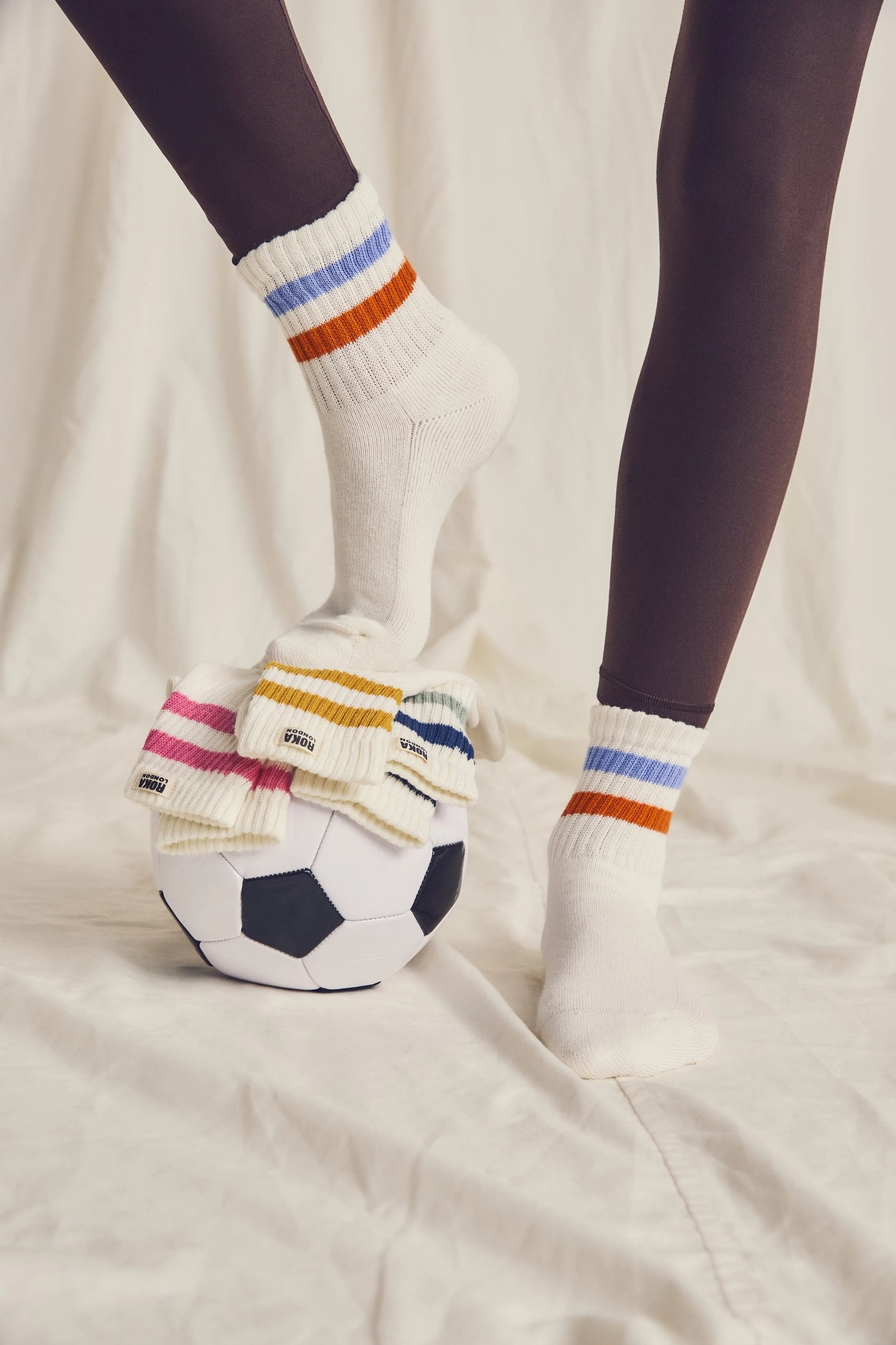 Roka Windsor Stripe Crew Socks for Women Bibelot Leek Staffordshire UK