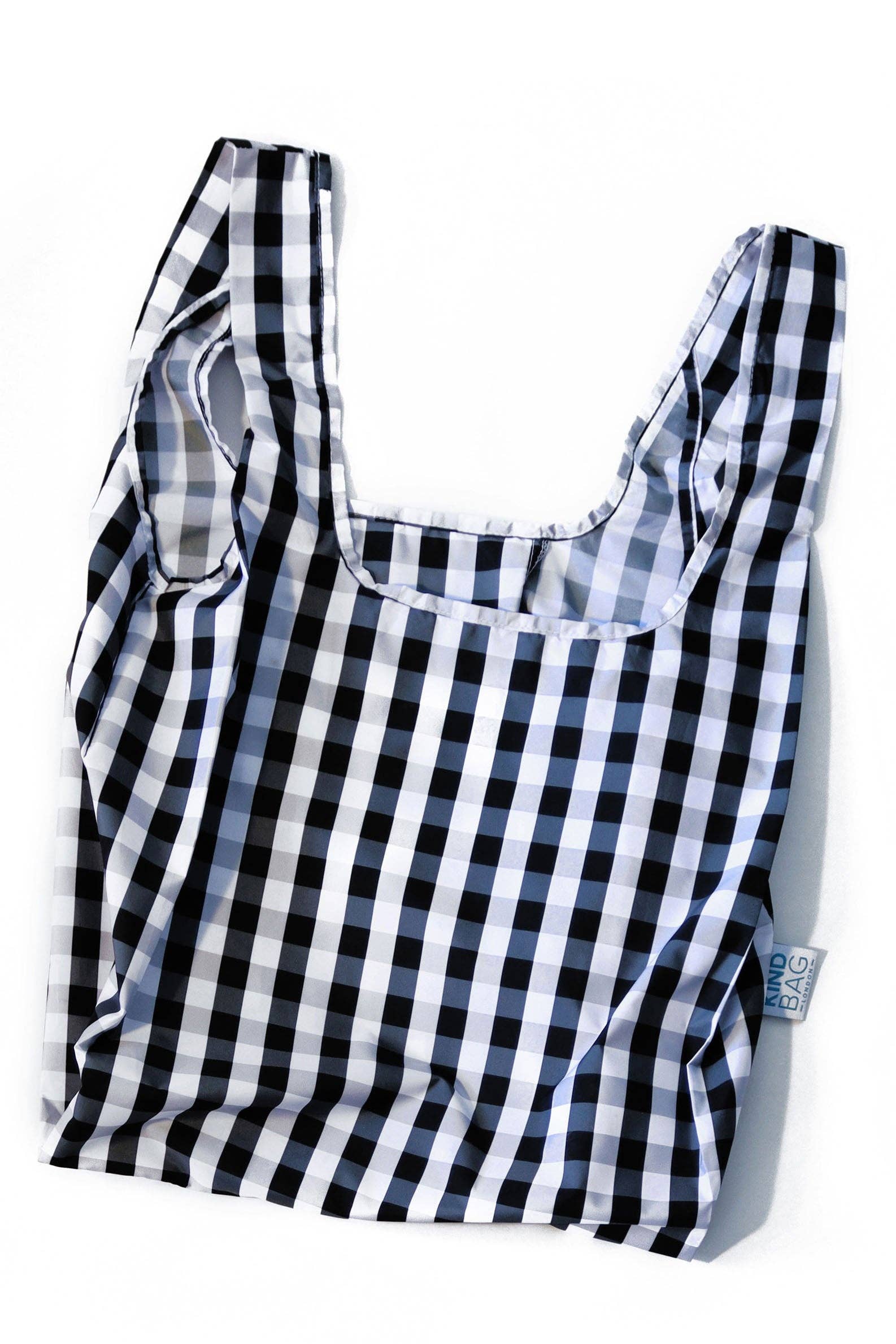 Kind Bags Gingham Black & White | Medium Reusable Tote Bag