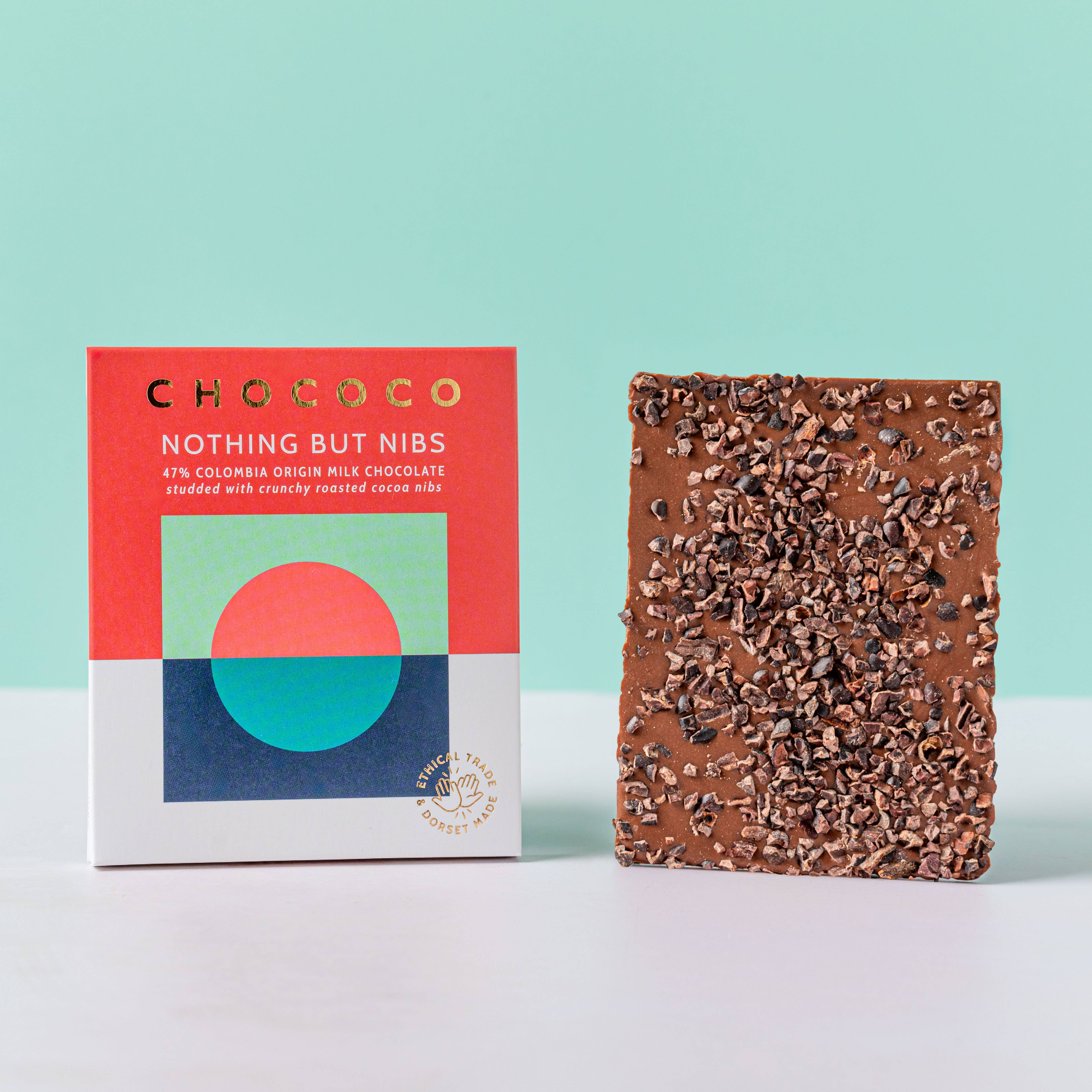 Chococo Nothing but Nibs 47% Milk Chocolate Bar with cocoa nibs Bibelot Leek