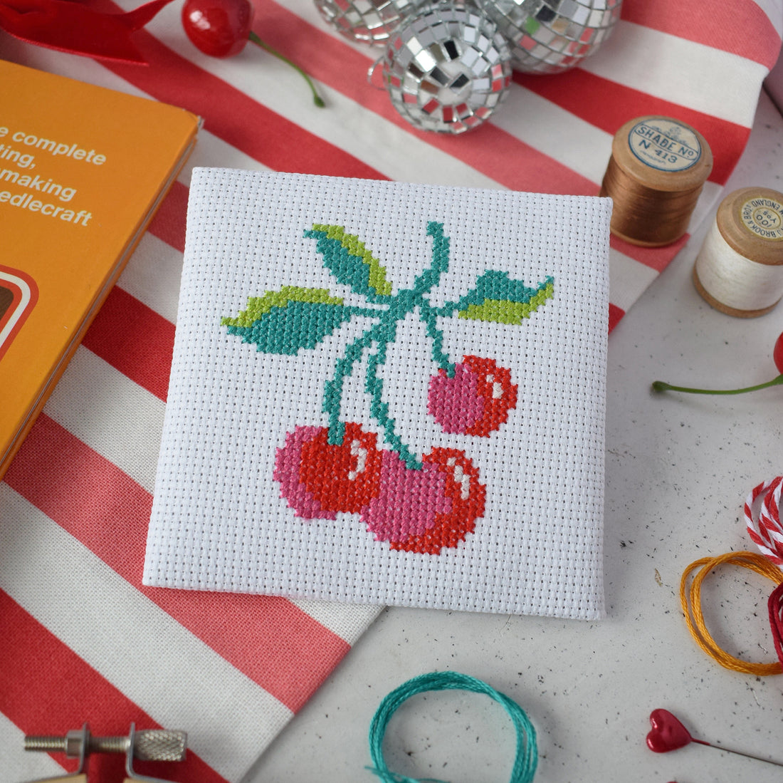 The Make Arcade 'Cherries' Mini Cross Stitch Kit at Bibelot, Leek