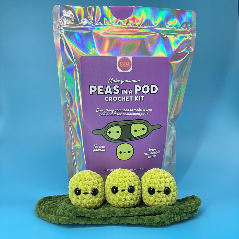 Cult Crochet Peas in a Pod Crochet Kit – Amigurumi Chenille Craft Kit at Bibelot Leek UK Stockist