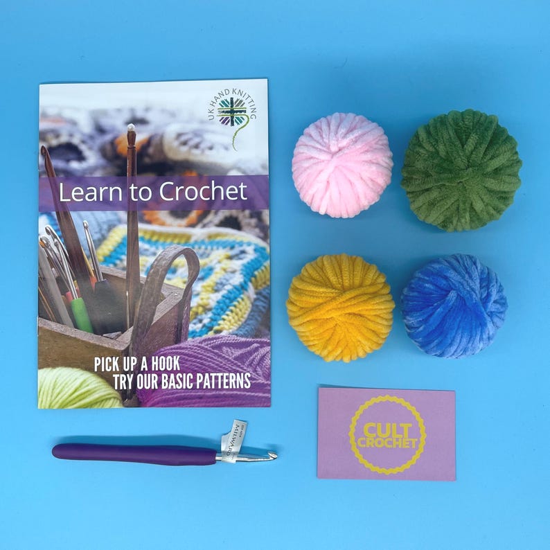 Cult Crochet Learn To Crochet Kit | Chunky Chenille Yarn | Beginner Kit at Bibelot Leek, UK Stockist
