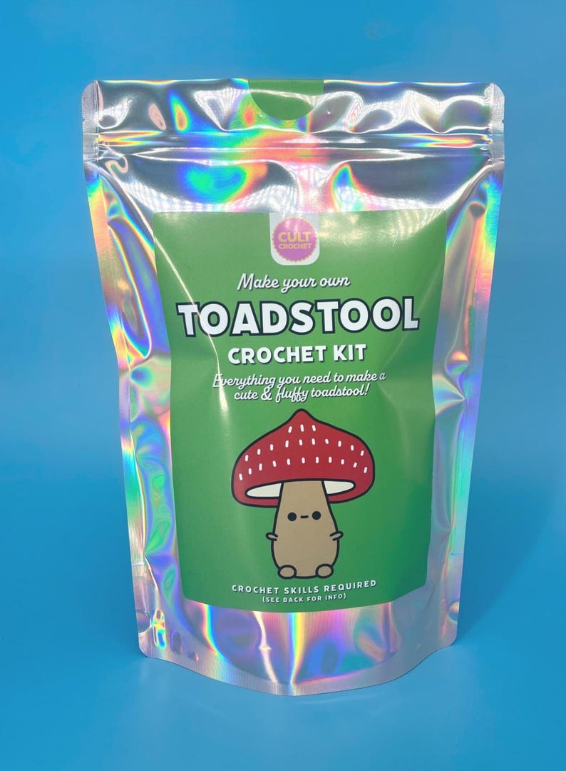 Cult Crochet Toadstool Crochet Kit – Amigurumi Chenille Craft Kit at Bibelot Leek UK Stockist