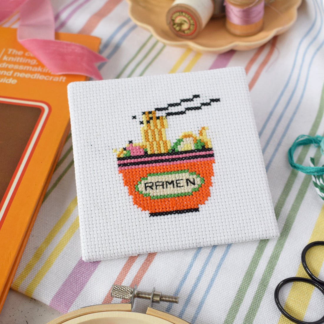 The Make Arcade 'Ramen' Mini Cross Stitch Kit at Bibelot, Leek