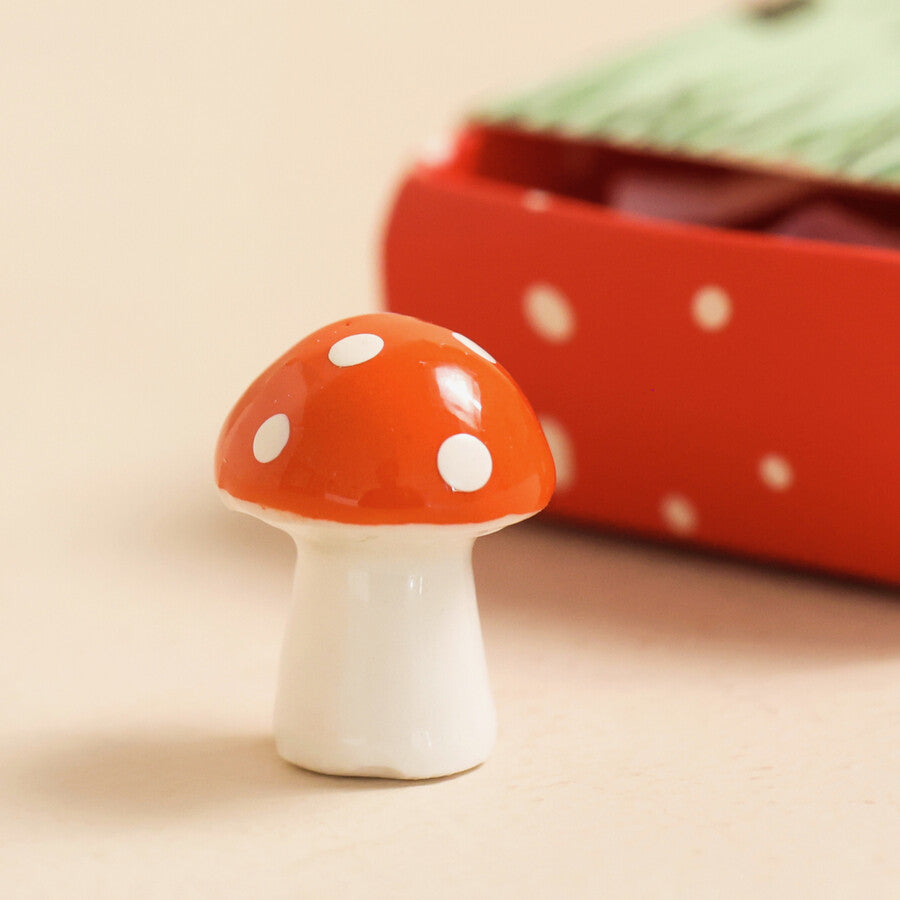 Lisa Angel Tiny Matchbox Ceramic Mushroom Token at Bibelot Leek
