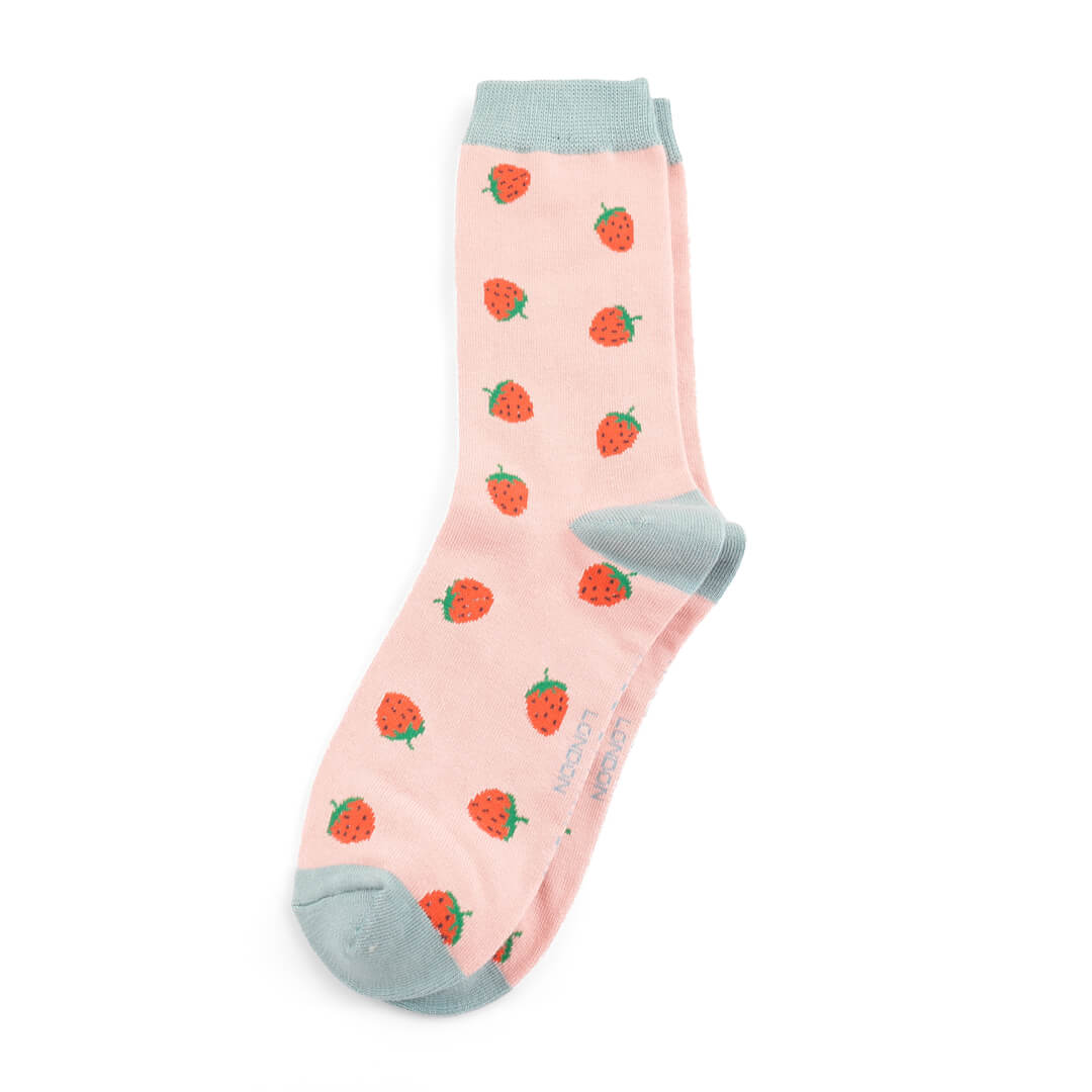 Miss Sparrow Strawberries Socks: Dusky Pink image 0
