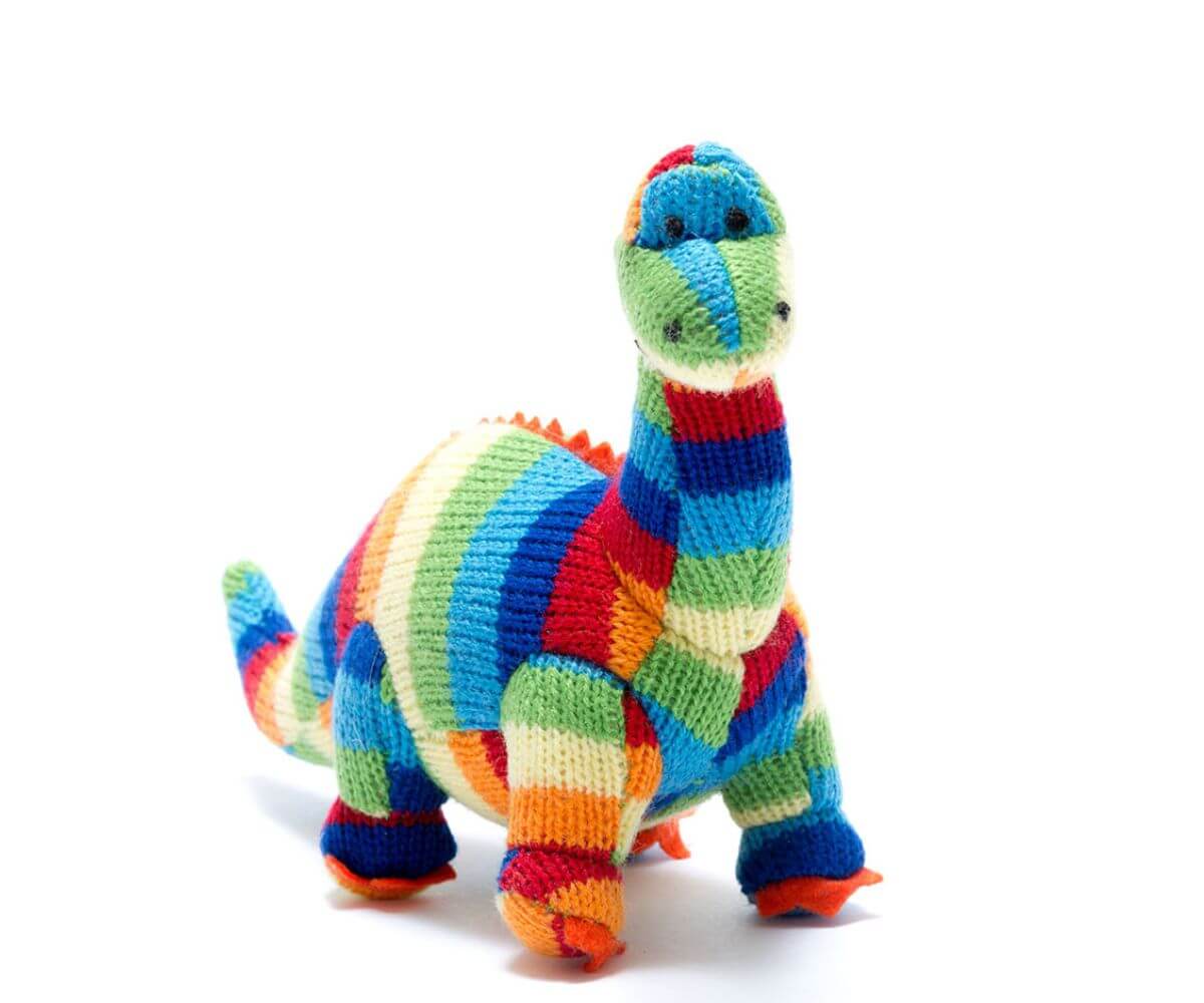 Best Years Small Bold Stripe Knitted Diplodocus Rattle image 0