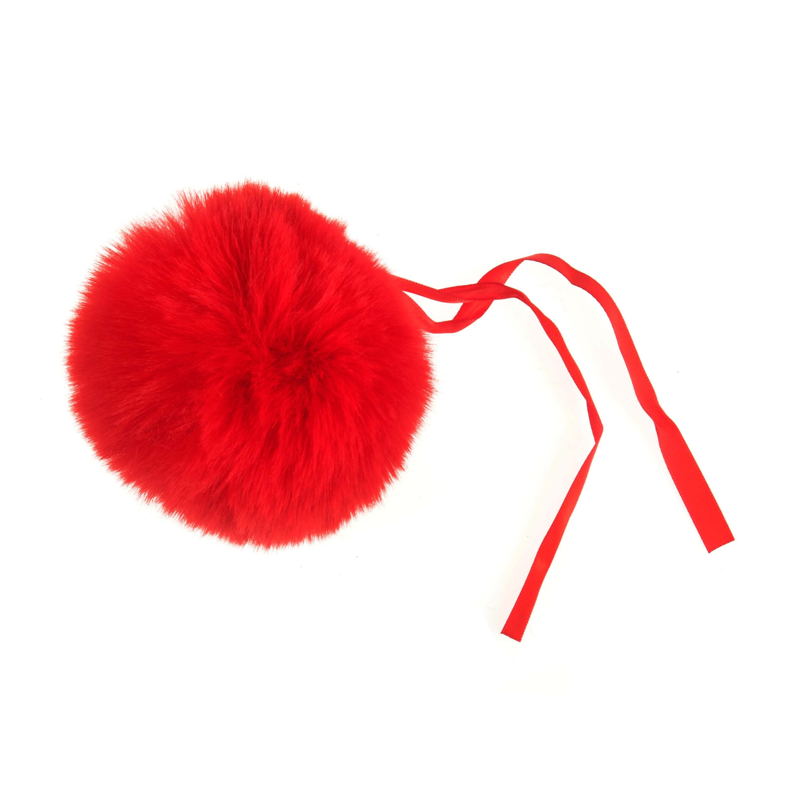 Faux Fur Red Pom Pom: Large image 0