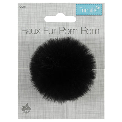 Faux Fur Black Pom Pom: Medium image 1