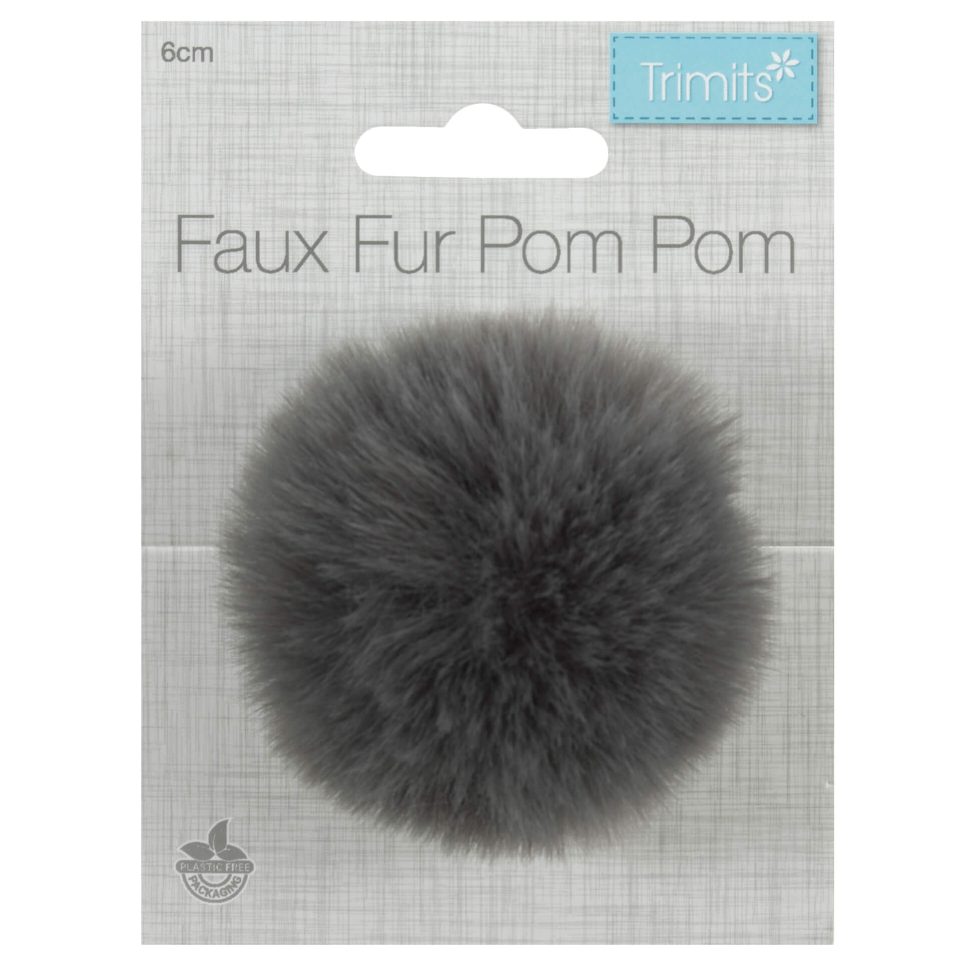 Faux Fur Grey Pom Pom: Medium image 1