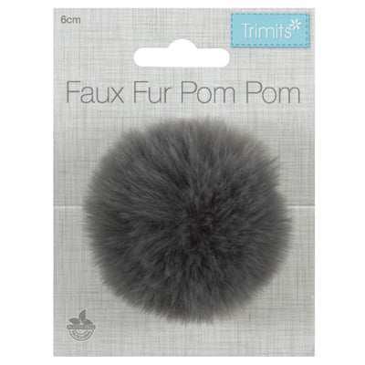 Faux Fur Grey Pom Pom: Medium image 1