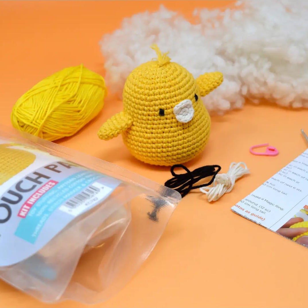 Knitty Critters Pouch Pals 1 - Colin the Chick Amigurumi Crochet Kit image 0