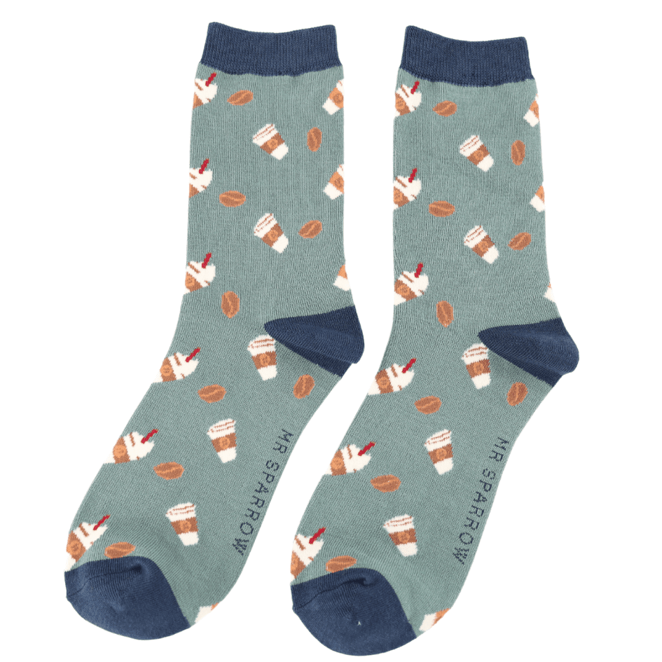 Mr Sparrow Takeaway Coffee Socks: Green image 1
