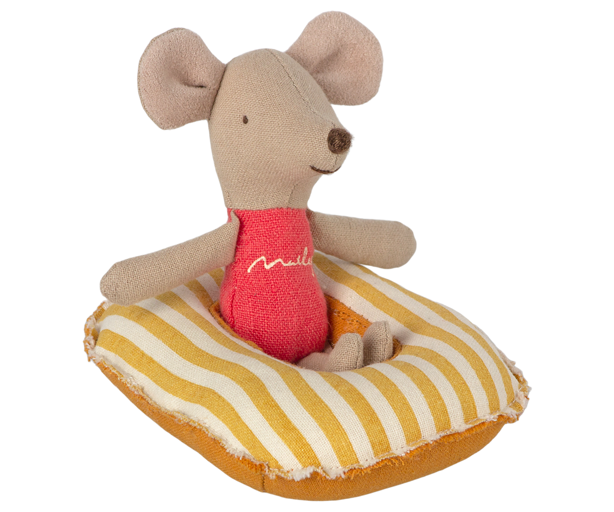 Maileg Rubber Boat, Small Mouse - Yellow Stripe at Bibelot Leek