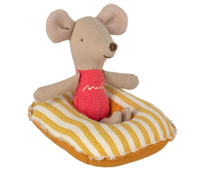 Maileg Rubber Boat, Small Mouse - Yellow Stripe at Bibelot Leek