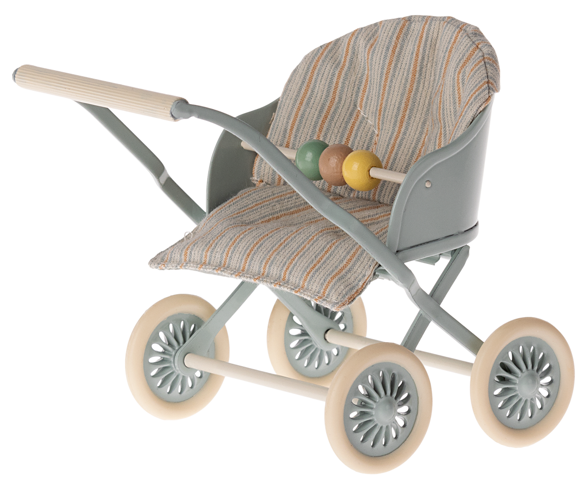 Maileg Stroller Baby Mouse - Blue at Bibelot Leek