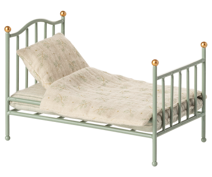 Maileg Vintage Single Bed, Mouse - Mint