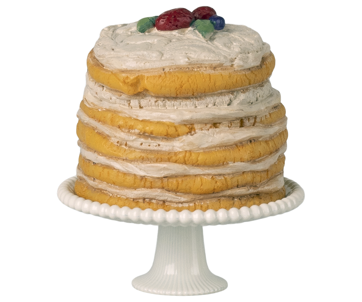 Maileg Party Cake and Cake Stand, Mouse - Off White at Bibelot Leek