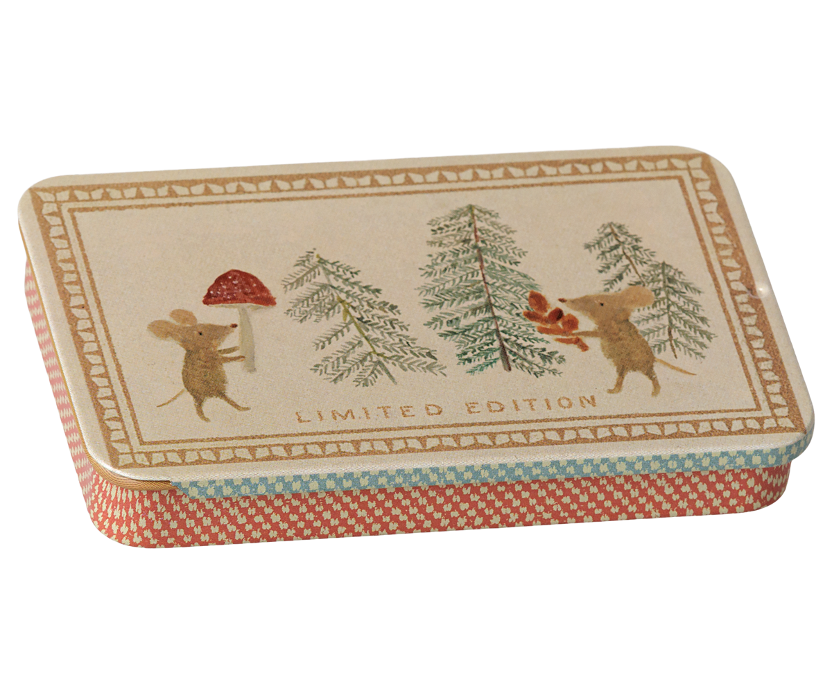 Maileg Metal Box with Sliding Lid - Christmas Mice at Bibelot Leek UK Stockist