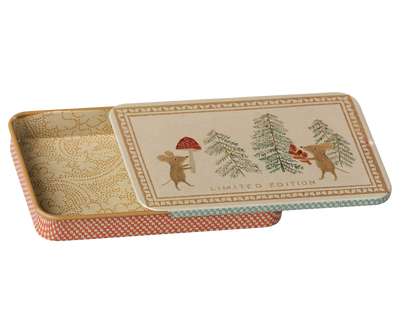 Maileg Metal Box with Sliding Lid - Christmas Mice at Bibelot Leek UK Stockist